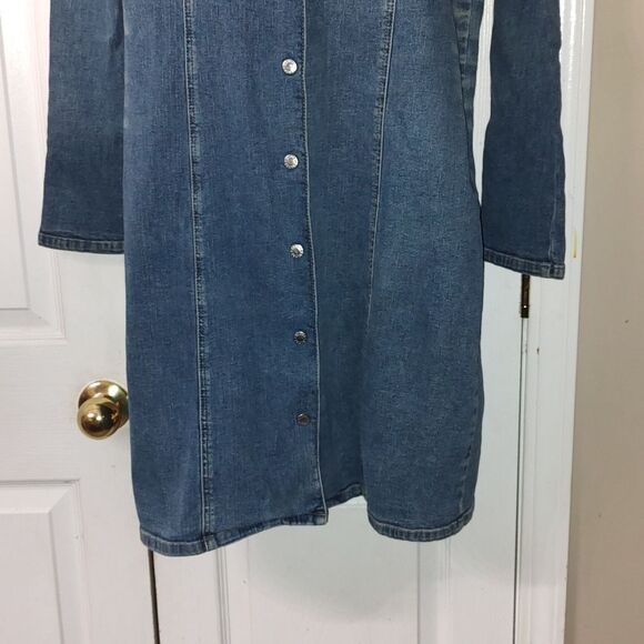 Vintage Carolina Blues snap down denim jean dress Sz XL - Picture 2 of 7